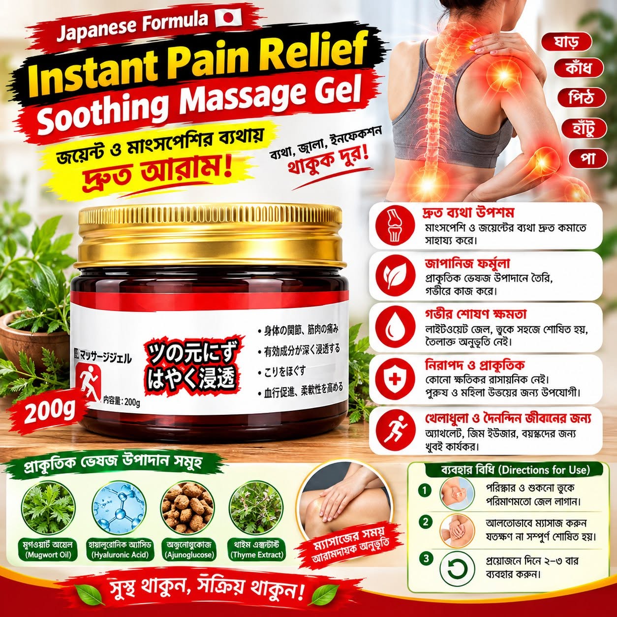 Japanese Instant Pain Relief Soothing Massage Gel